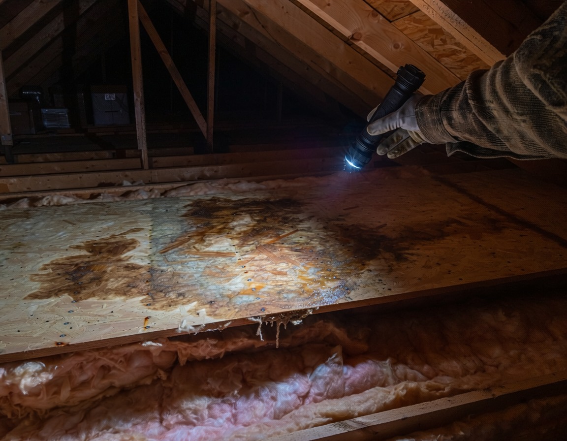 Moss and algae growth causing deterioration on an aging asphalt shingle roof